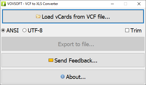 VCF to XLS Converter